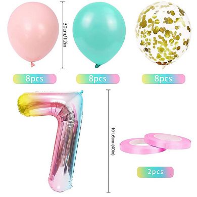 28 Pcs Gradient Balloon Set with Birthday Banner for Girls Party
