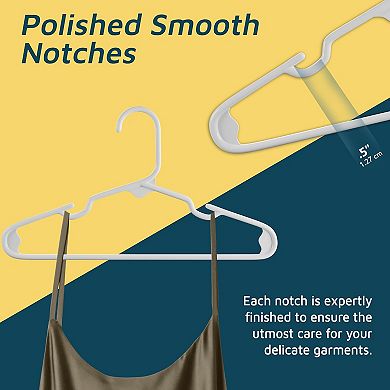 Lifemaster Kids Plastic Hangers 11.6" Space-Saving, Shoulder Notch, Holds 5 lbs, Pack of 100