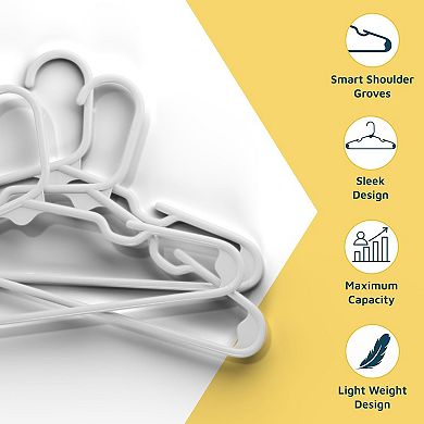Lifemaster Kids Plastic Hangers 11.6" Space-Saving, Shoulder Notch, Holds 5 lbs, Pack of 100