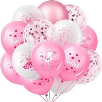 48 pc Pink Ballet Confetti Latex Balloons for Birthday Wedding Baby Shower and Bridal Party