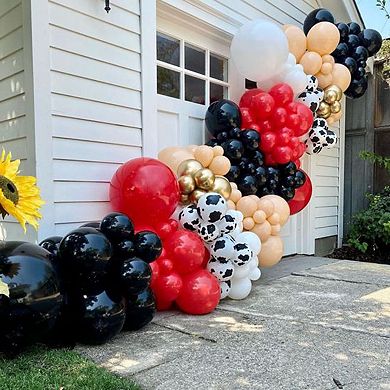 157 Pcs First Rodeo Western Arch Kit with Cow Print Balloons