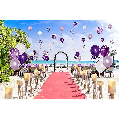 50 Pcs Purple White and Confetti Balloons Set for Party Decorations
