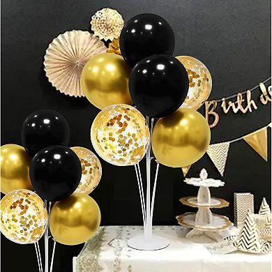 10 Pcs Balloon Stand Centerpieces Black and Gold for Party Decor