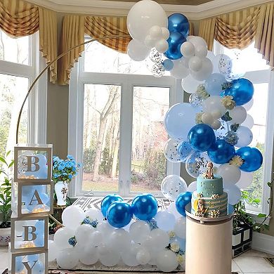 60 Pcs Blue White Metallic Chrome Balloons for Birthday Bridal Shower Wedding Party Decor