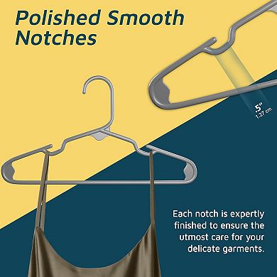 Lifemaster Kids Plastic Hangers 11.6" Space-Saving, Shoulder Notch, Holds 5 lbs, Pack of 20