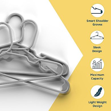 Lifemaster Kids Plastic Hangers 11.6" Space-Saving, Shoulder Notch, Holds 5 lbs, Pack of 20