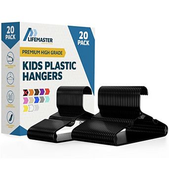 Lifemaster Kids Plastic Hangers 11.6" Space-Saving, Shoulder Notch, Holds 5 lbs, Pack of 20