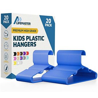 Lifemaster Kids Plastic Hangers 11.6" Space-Saving, Shoulder Notch, Holds 5 lbs, Pack of 20