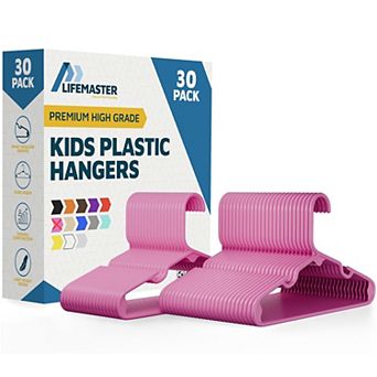 Lifemaster Kids Plastic Hangers 11.6" Space-Saving, Shoulder Notch, Holds 5 lbs, Pack of 20