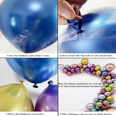 Colorful 12” Chrome Metallic Balloons 100 pcs for Birthday, Wedding & Arch Decorations
