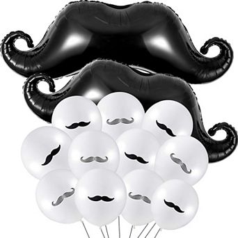 38 pc Black Mustache Latex Balloons for Birthday Graduation Little Man and Father's Day Decor