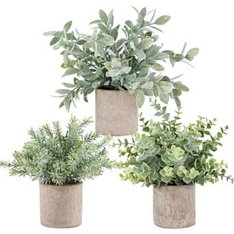 Der Rose 3 Pack Mini Potted Fake Plants Artificial Plastic