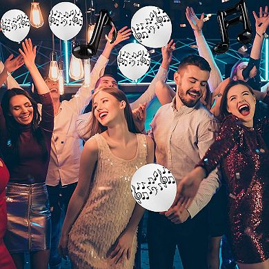 56 Pieces Music Theme Decorations with Piano Notes and 40 Latex Balloons for Birthday Party