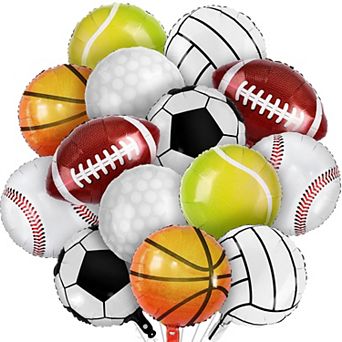 28 pc Sports Mylar Foil Balloons including Baseball Basketball Soccer Volleyball for Party Decor