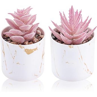 Der Rose Set of 2 Succulents Plants Artificial Mini Fake Succulents Plants