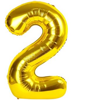 40 Inch Gold Number 2 Balloon for 2Nd Birthday Party Decorations and Supplies