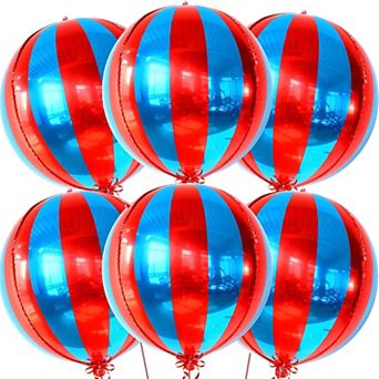 Big Red and Blue 22 Inch Carnival Balloons for Circus Theme Party Decorations (Pack of 6)