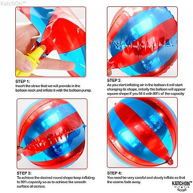 Big Red and Blue 22 Inch Carnival Balloons for Circus Theme Party Decorations (Pack of 6)