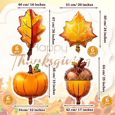 24 Pack Fall Autumn Balloons with Pumpkin Maple Leaf Pine Cones for Thanksgiving Party Decor