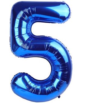 40 Inch Number 5 Balloon for 5Th Birthday Decorations and Big Navy Blue Numbers for Parties