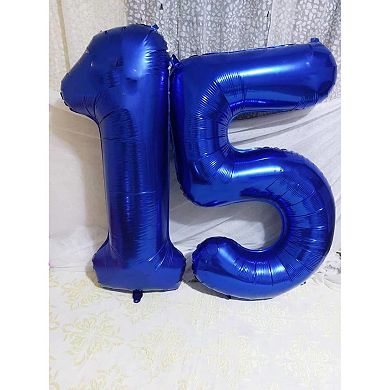 40 Inch Number 5 Balloon for 5Th Birthday Decorations and Big Navy Blue Numbers for Parties