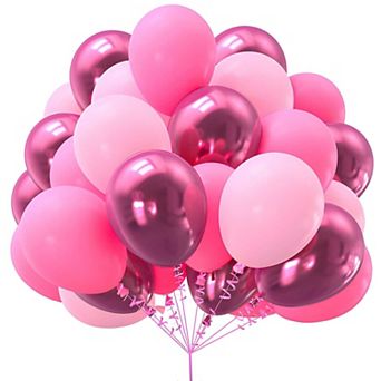 60 pc Hot Pink Metallic Balloons for Girls Birthday Princess Baby Shower Wedding Party Decor
