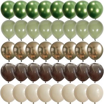 60 pc Sage Green Brown Safari Balloons in Olive Green Beige Metallic Gold for Party Decor