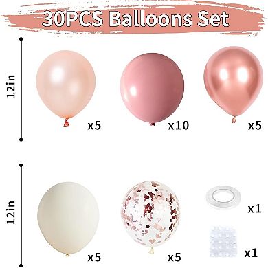 30pcs Dusty Pink Boho Balloons Rose Gold Confetti Bridal Shower