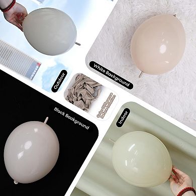 60 Pcs 10 Inch Sand White Quick Link Balloons for Balloon Wall Arch Chains Wedding Party Decor