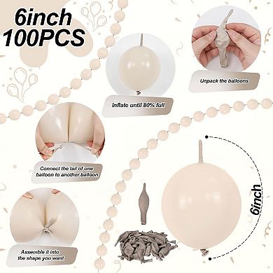 60 Pcs 10 Inch Sand White Quick Link Balloons for Balloon Wall Arch Chains Wedding Party Decor
