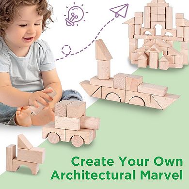 iPlay iLearn Wooden building block set