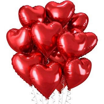 12 pc Heart Balloons 18 Inch Red Heart Foil Balloons for Wedding Anniversary Party