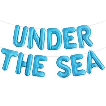 Under The Sea Balloons Banner Light Blue Mermaid Ocean Party Decor