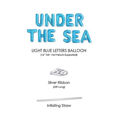 Under The Sea Balloons Banner Light Blue Mermaid Ocean Party Decor