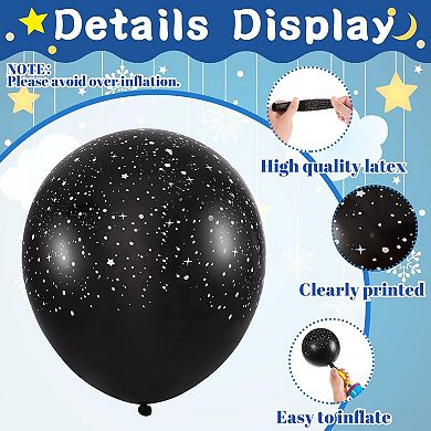 60 Pcs 12 Inch Metallic Galaxy Balloons Latex Space Planet Balloons For Outer Space Birthday Party