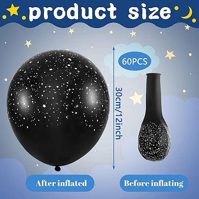 60 Pcs 12 Inch Metallic Galaxy Balloons Latex Space Planet Balloons For Outer Space Birthday Party