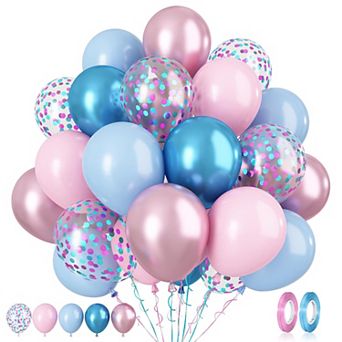 Macaron Pink Blue Balloons 60 pc 12 Inch Metallic Pink Blue Balloons For Gender Reveal Baby Shower
