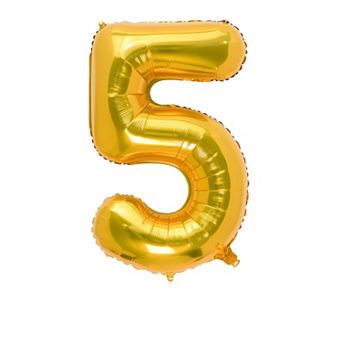 32 Inch Gold Number 5 Foil Balloon for Birthday and Party Decorations