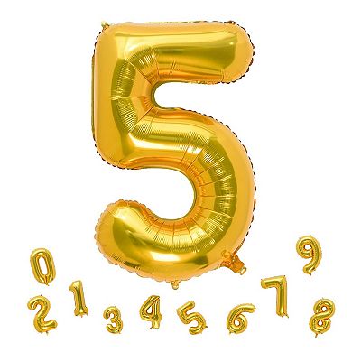32 Inch Gold Number 5 Foil Balloon for Birthday and Party Decorations