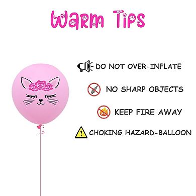 42 Pieces 12 Inch Cute Cat Latex Balloons for Kitty Theme Birthday Party and Decorations