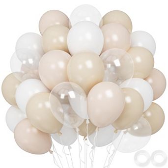 60 pc Beige 12 Inch Cream Nude Sand White Latex Balloons for Birthday Baby Shower Decor