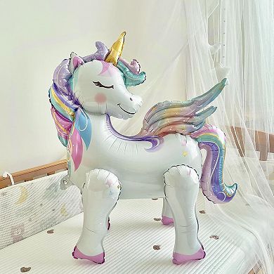 28 Inch Self Standing Rainbow Unicorn Balloons Pack of 2 for Girls