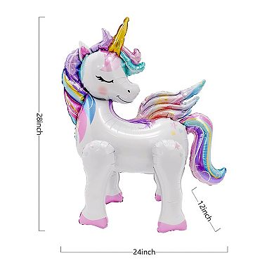28 Inch Self Standing Rainbow Unicorn Balloons Pack of 2 for Girls