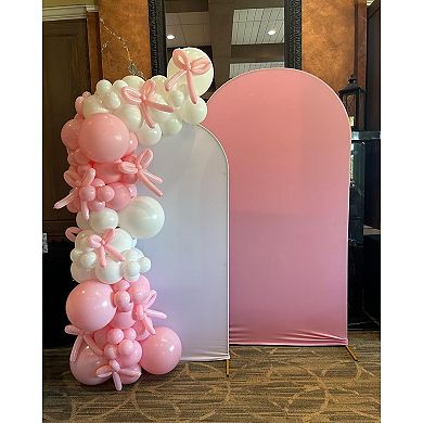 135 Pcs Pink White Coquette Bow Bridal Balloon Arch Kit for Parties