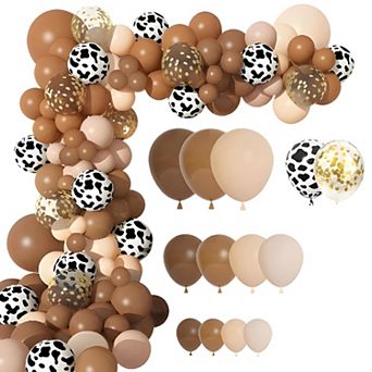 170 pc Cowboy Balloon Garland Arch Kit Cow Brown Neutral Blush Confetti Balloons Western Farm Theme