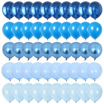 60 pc 12 Inch Blue Metallic Macaron Baby Blue Balloons for Bridal Shower Birthday Party Decor