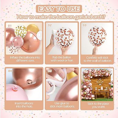 154 Piece Metallic Balloon Arch Kit in Blush Gold for Weddings, Birthdays & Bridal Shower
