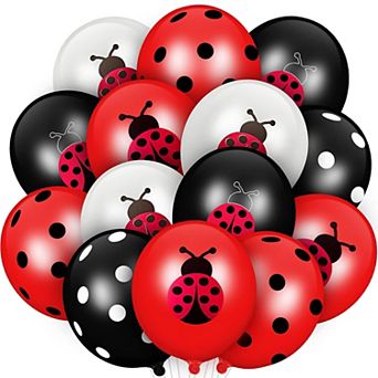 48 pc Ladybug 12 Inch Polka Dot Latex Balloons for Jungle Themed Birthday Party Decorations