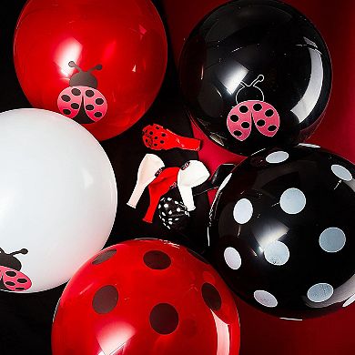 48 Pieces Ladybug 12 Inch Polka Dot Latex Balloons for Jungle Themed Birthday Party Decorations