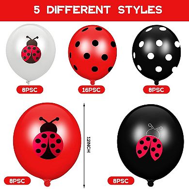 48 Pieces Ladybug 12 Inch Polka Dot Latex Balloons for Jungle Themed Birthday Party Decorations